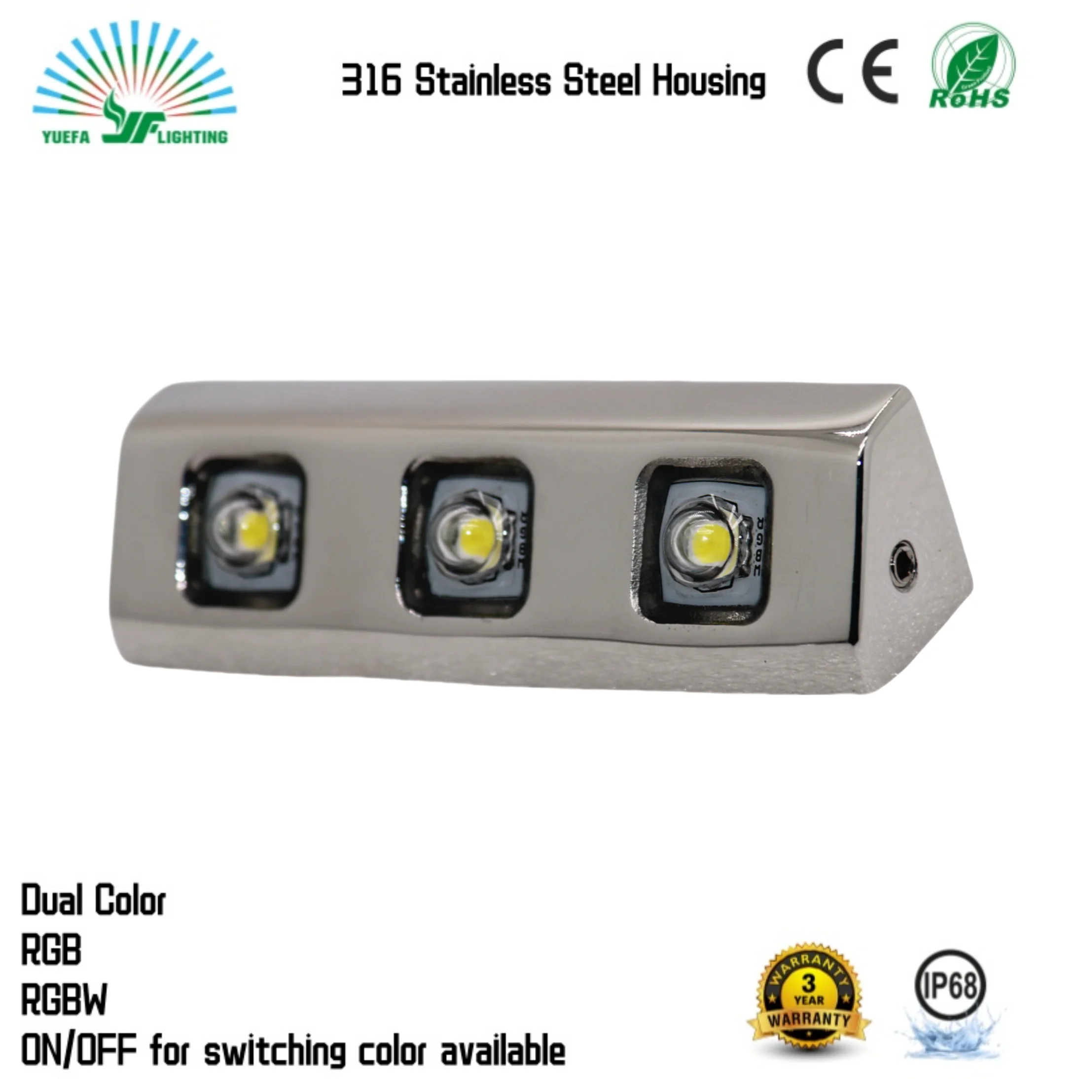New Developed 3W 3in1 RGB 4in1 RGBW Waterproof IP68 316 Stainless Steel Remote Control Color Changing Staircase Led Wall Lights