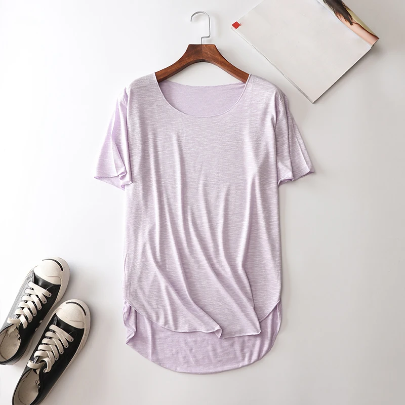 2022 femme bamboo t shirts  summer t shirts for girls tops clothes loose t shirts women cotton casual tshirt