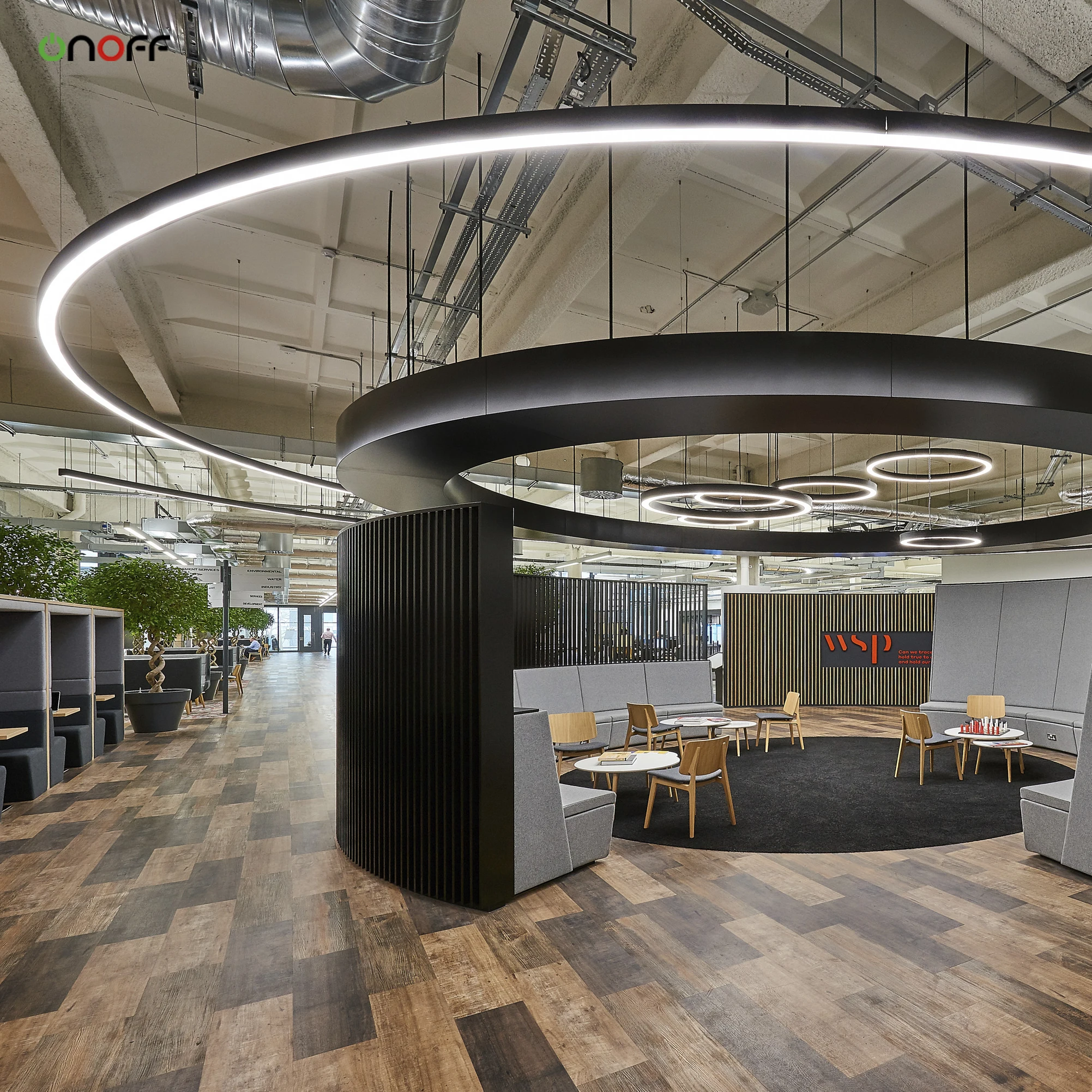 Bespoke circular LED profile lighting fixtures seamless connectable hanging curved linear light