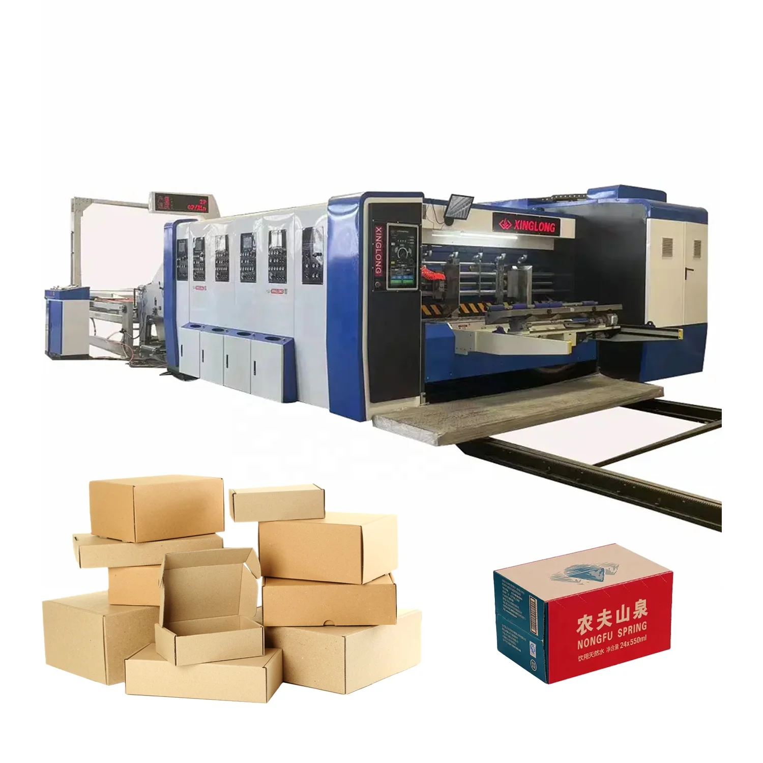 Full Automatic 4-color Flexo Ink Corrugated Die-cutting Creasing Machine Vacuum Transfer Carton Box Making Printing Slotting