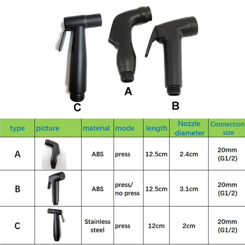 Matt Black Series Bathroom Accessories Toilet Faucet Spray Gun Sprayer Shower Head Handheld Water Tap Valve Bidet Hose Holder