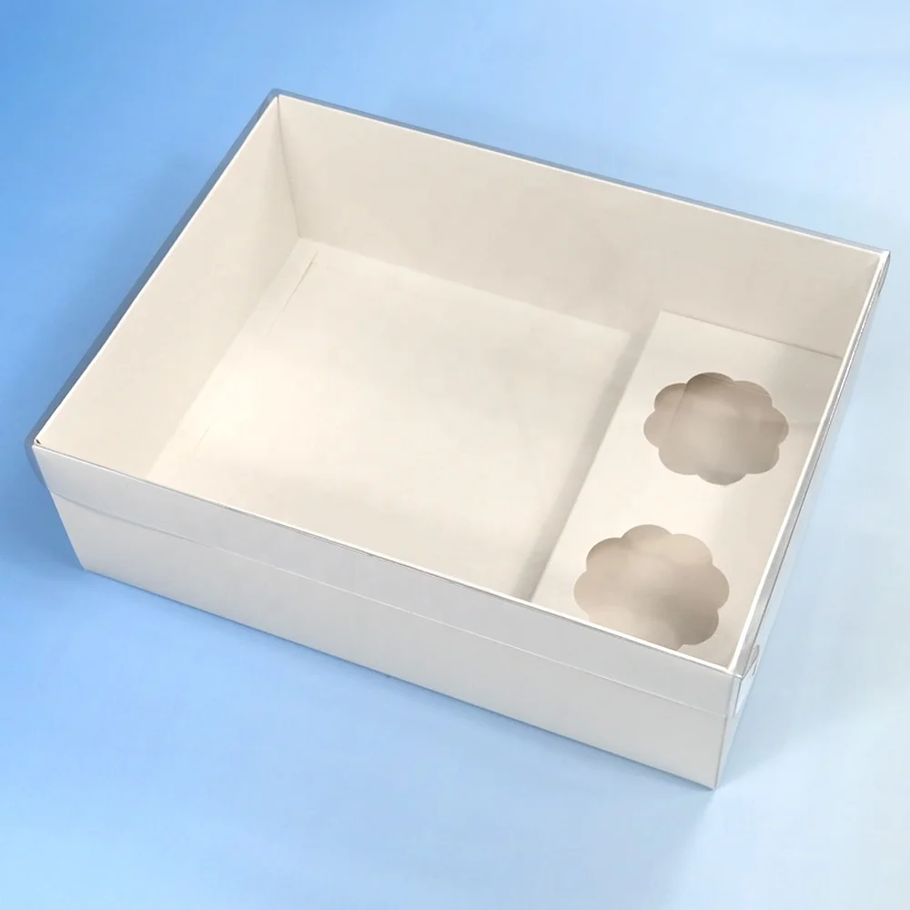 XJH 2 Cavities Cupcake Box Cookie Brownie Boxes with Clear Lid Dessert Shooter Box for Birthday Party Wedding