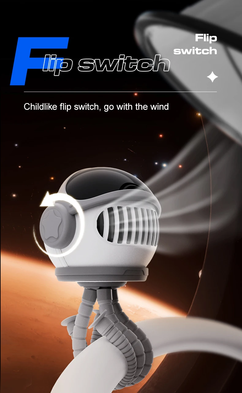 Popular Astronaut helmet stroller clip fan octopus gripper handheld fan mini desktop charging 4000mah battery fan indoor outdoor