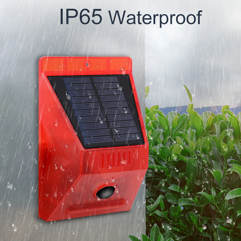 129db 6 LED PIR Motion Sensor Sound Alarm Waterproof Solar Warning Lights  Alarm system home security