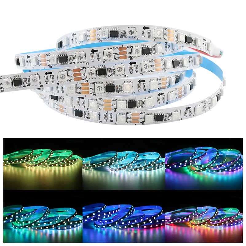 SMD 5050 2835 Flexible DC12V 24v Addressable Rgb led strip Rgbic Ws2811 Ws2812b Led Light Strip Luces Smart Led Strip Light