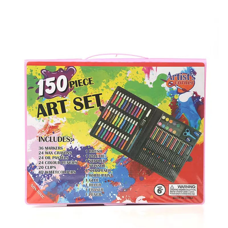 Best Wholesale 150 Brush Set Children Gift Box Watercolor Pen Crayon Oil Pastel Painting Art Set
