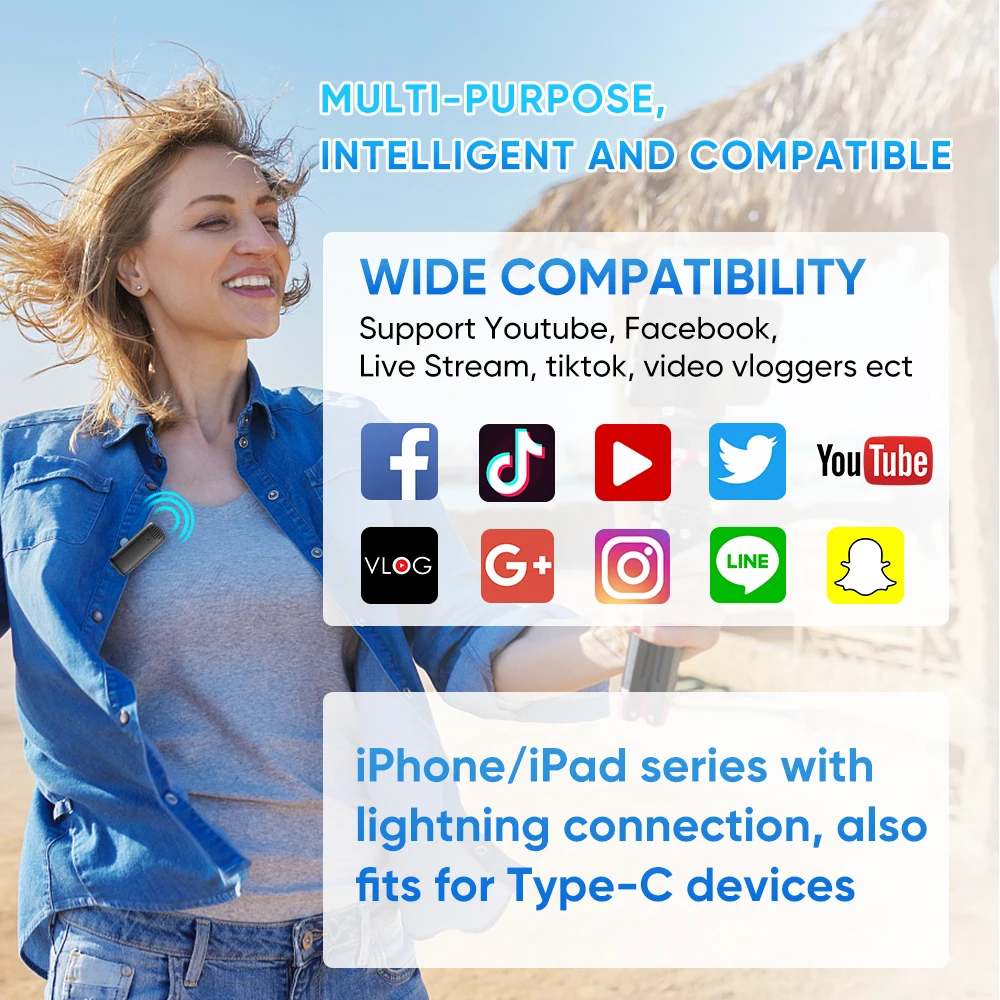 Wireless Lavalier Microphone Mini Portable Noise Reduction Audio Video Recording Microphone For iPhone Android With Charging Box