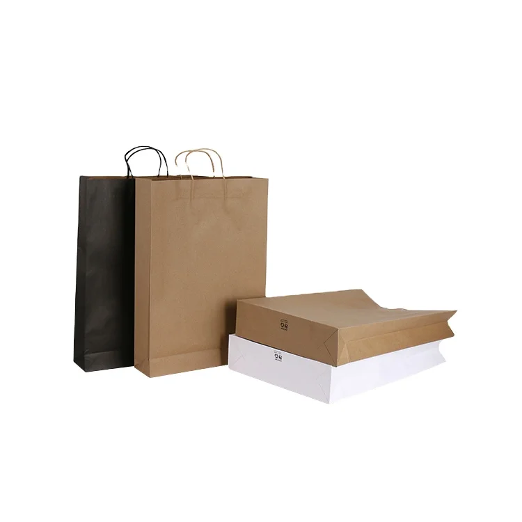 Wholesale Natural Organic Food & Drinks Grocery Recycled Printed Craft Brown Kraft Paper Bag With Handles