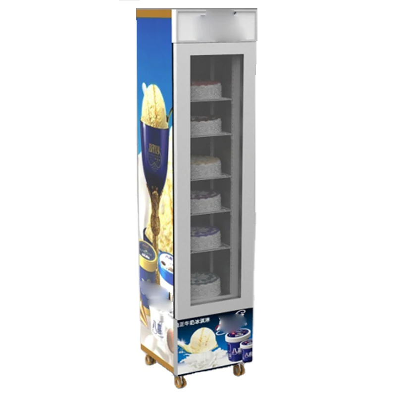 105L Single Glass Door Ice Cream Display Upright Freezer Showcase
