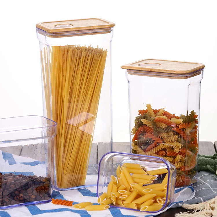 BPA Free Custom Logo Airtight Lid Plastic Food Storage Container with Bamboo Lid in 380ml