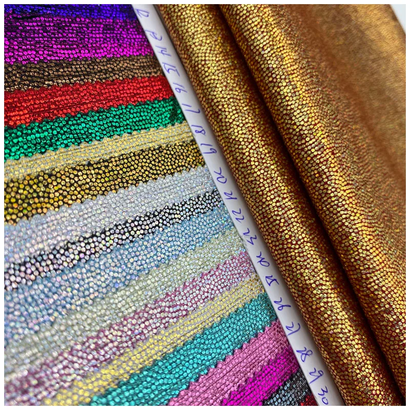 Custom wholesale high quality polyester metal Gilding liquid metallic plain shiny silky glittering satin fabric for dress