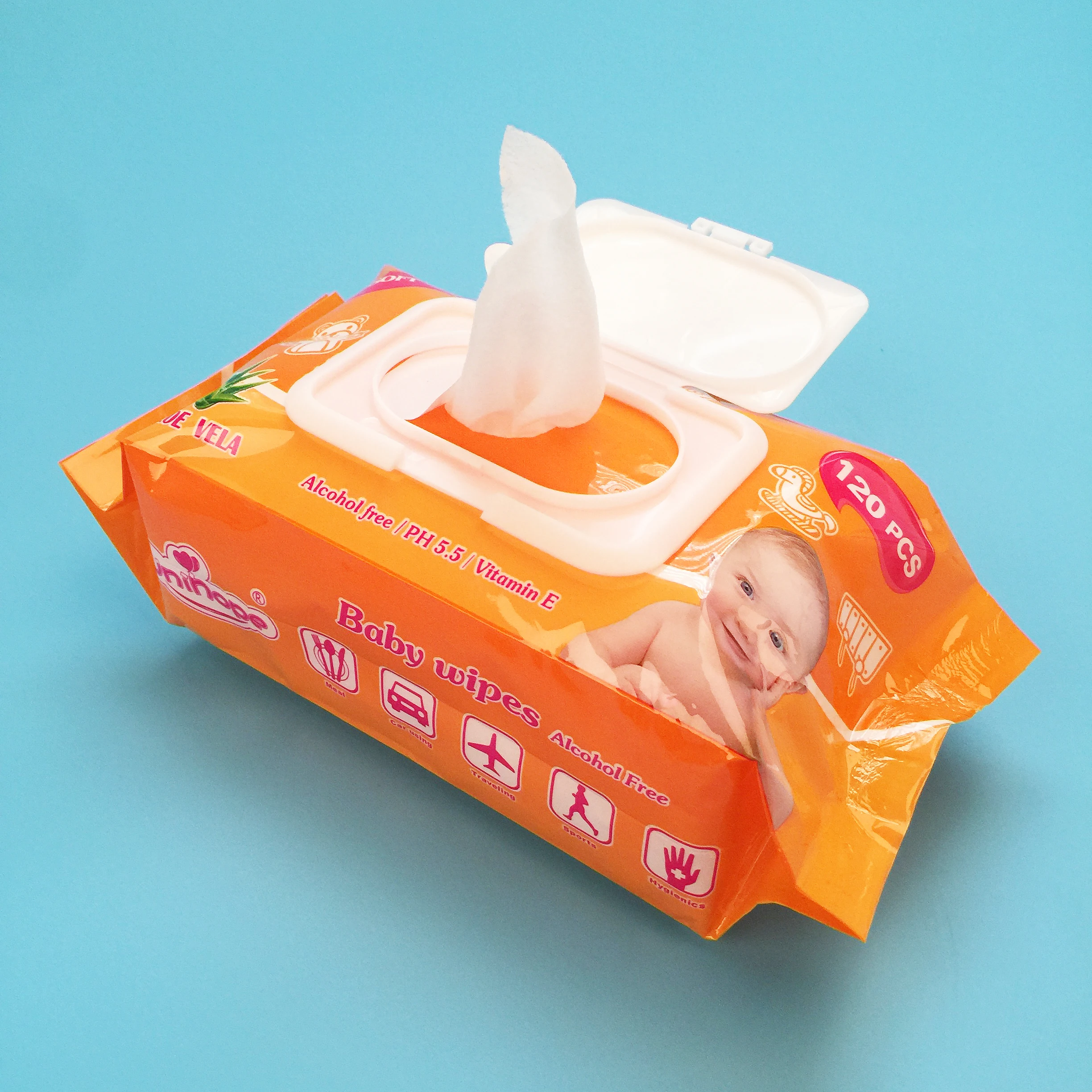 Newborn Biodegradable Unscented Sensitive Organic Pure Water Customized Disposable Baby Cleaning Wet-wipes