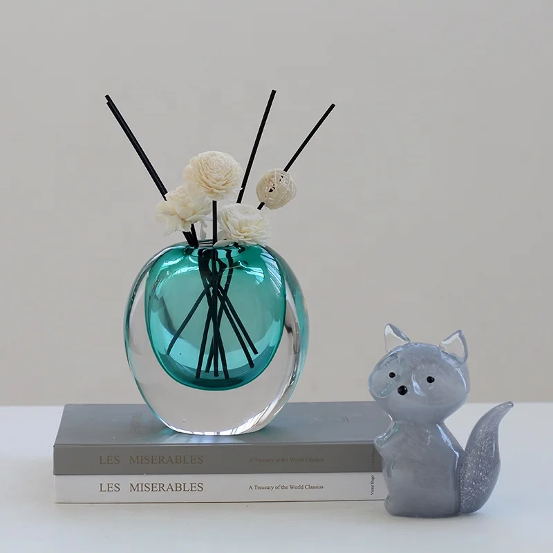 Bixuan Mouth-blown Glass Vase Modern Home Decor Design Table Centerpieces High-end Thick Heavy Solid Color Oval Bud Glass Vases