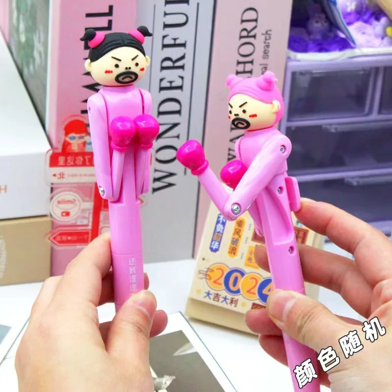 Robot Boxing Pen Cute Cartoon Interactive Decompression Pen Primary School Student Stress Relief Ball Pen Neutral Pen Fun Gift