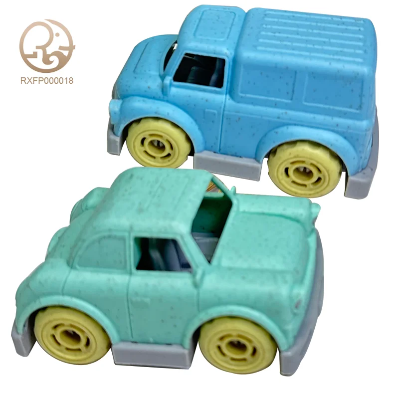 2024 Unisex New High Quality Kids Construction Truck Vehicles Set Recycled Material Wheat Straw Slide Cartoon Car Toys