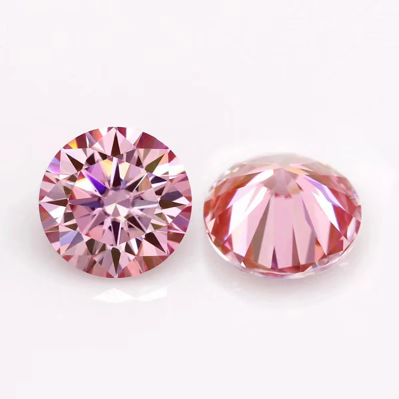 wholesale VVS Loose Moissanite diamond Stone GRA Certificat Pink Round Brilliant Cut Moissanite