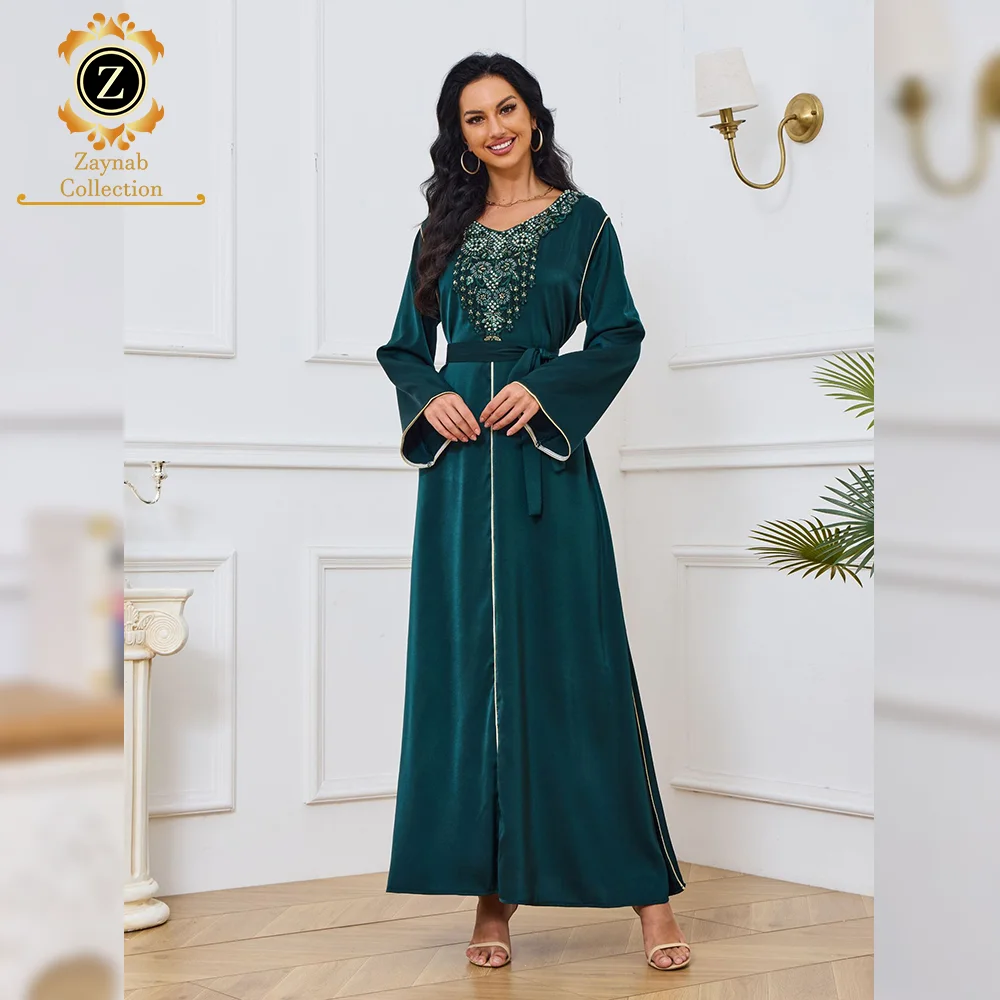 Zaynab Abaya Casual Eid Uae Abayas  Dresses Nada Fabric Turkish Wholesale Abaya Women Muslim Dress Jalabiya