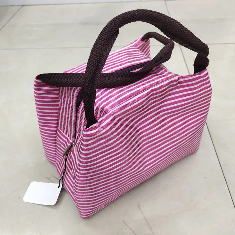 Competitive Price Cheap Personalized Winter Oxford Cloth Stripes Insulated Tote Cooler Shopping Bag  Insulated Lunch For Outd