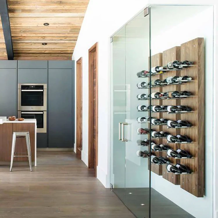 Wholesale OEM/ODM 2 Bottle Deep Natural Color Wall Mounted Wine Rack Pegs