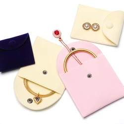 JUHU Jewelry Packaging bag flannelette purse pocket button pouch thickened fine velvet pouch ring necklace collection bag custom