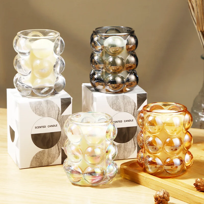 Smoke-free bedroom fragrance soy wax light luxury decoration handmade glass scented candle