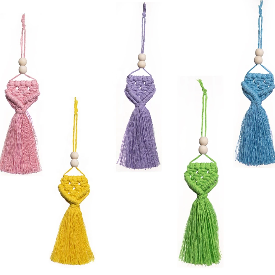 HANDMADE MINI MACRAME TASSELS FOR HOME DECORATION MACARON COLOR