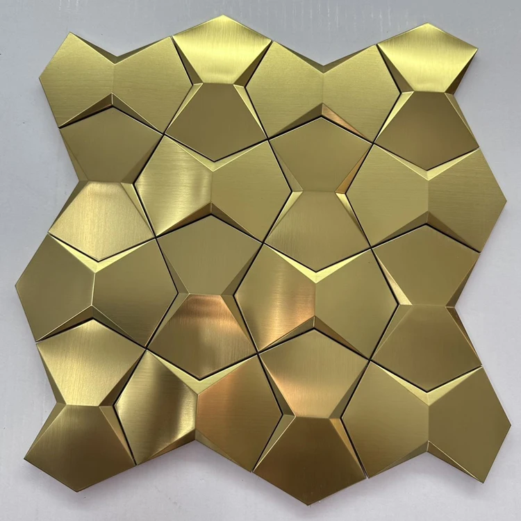 SANIPRO Wholesale Attractive Price Polish Brushed 3D Aluminum Alloy Metal Mosaic Backsplash Stainless Steel Bathroom Wall Tile