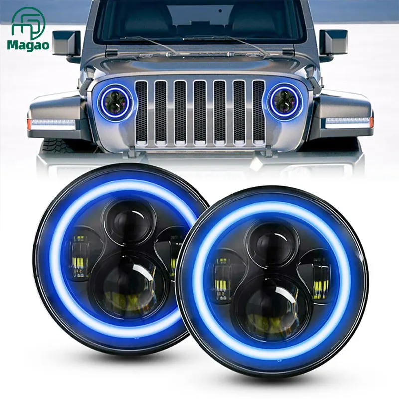 
Factory supply new version of 7-inch full round angel eyes car headlights auto part led headlight for JEEP 