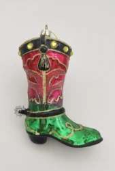 Glass Christmas Cowboy Boots Themed Glass Figurine Ornament Outdoor Christmas Decorations For Hanging  Christmas Tree