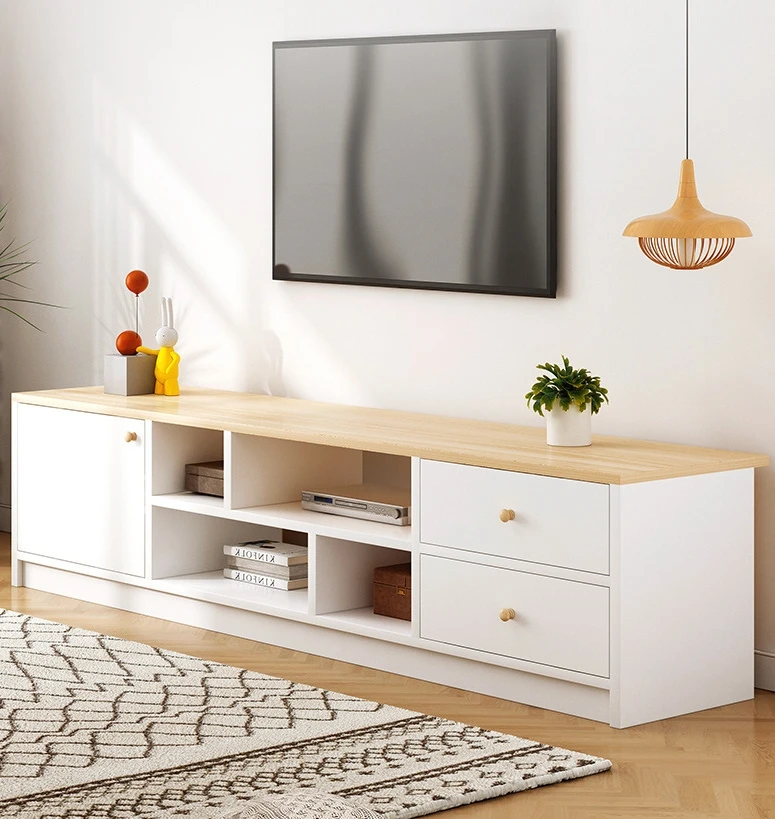 Wholesale Cheap Simple TV Cabinet MDF Wooden TV Cabinet Living Room Bedroom Hotel Apartment Use Modern TV Stand