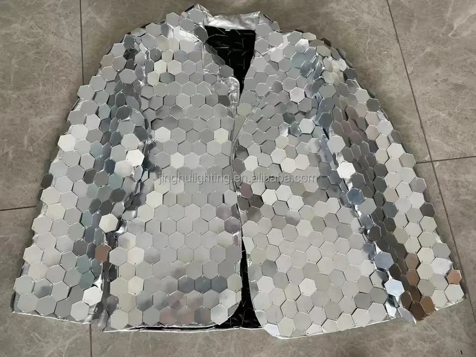 Mirror Man Cloth Hand Screw Silver Stilts Walker Show silver Suit Stage Dress Performance Costume Glass Cosplay Clothing