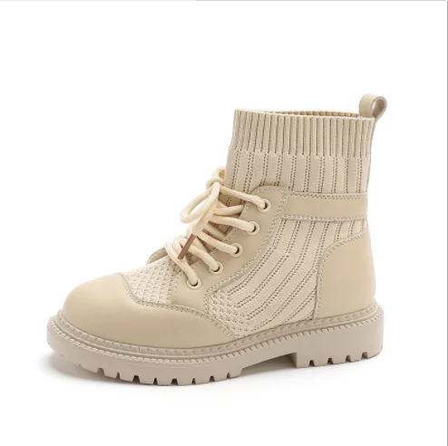 Модные ботильоны для девочек, новые зимние ботинки Martin, детские ботинки-носки