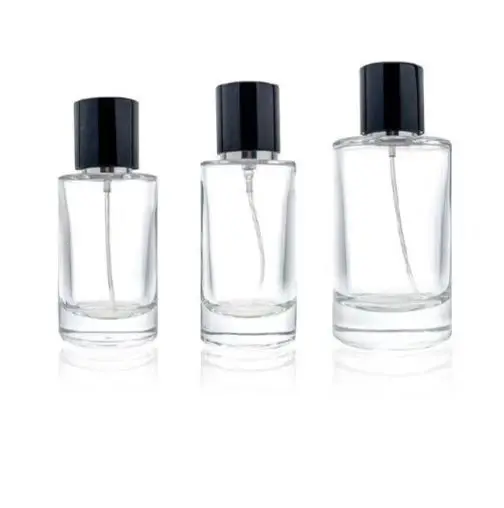 Luxury Cylinder Clear Glass Spray Bottle 25ml 50ml 100ml Crimp Perfume Bottle