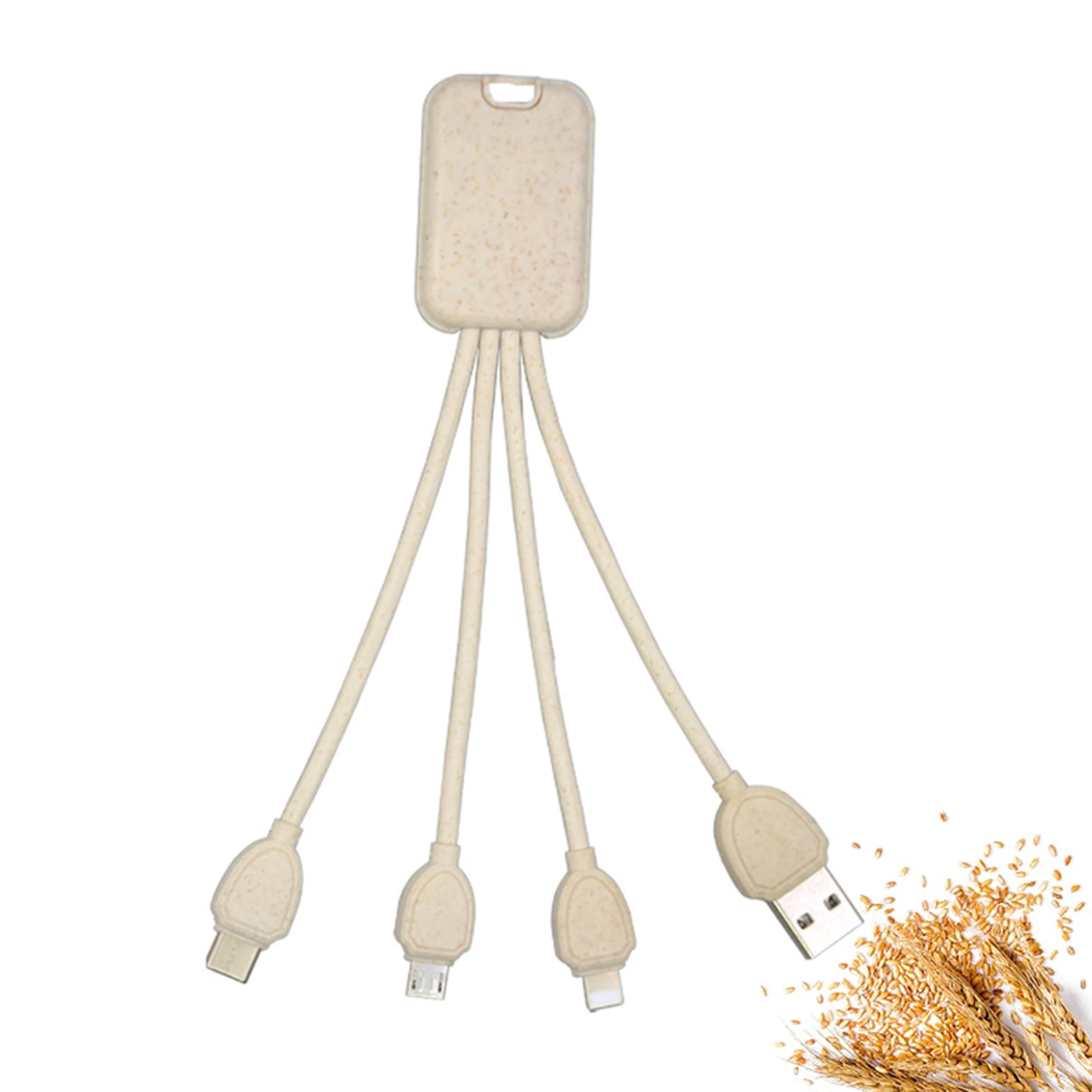 Eco-friendly Wheat  Biodegradable 3 In 1 Fast Charging Data Usb Cable Usb Data Cable