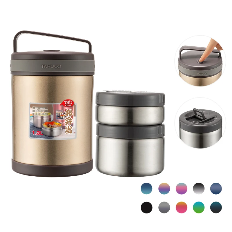 3 Layer Stainless Steel Insulated Thermal Food Storage Flask Warmer Set With Bag