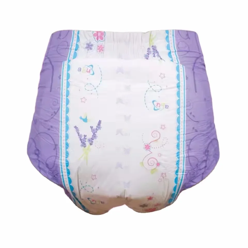 Super Absorbent Disposable XL Adult ABDL Diaper Printed Breathable PE Film Cotton Leak Guard with Japan SAP Fluff Pulp Material