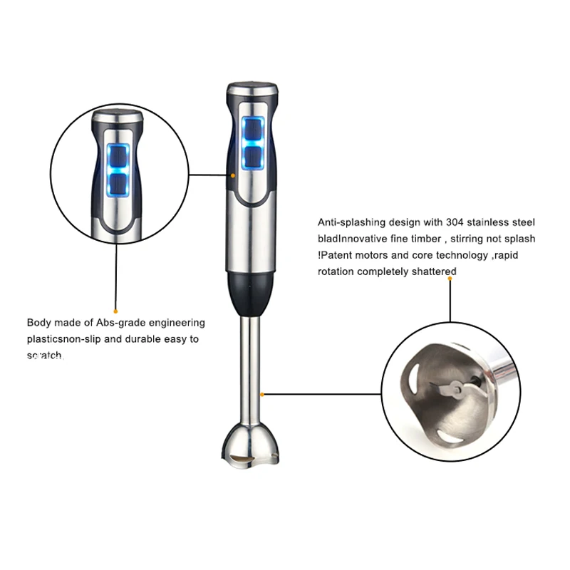 High Power Kitchen Electric Manual Immersion Hand Mixer Stick Portable Professional 5 in 1 Stick Hand Blender for Smoothie