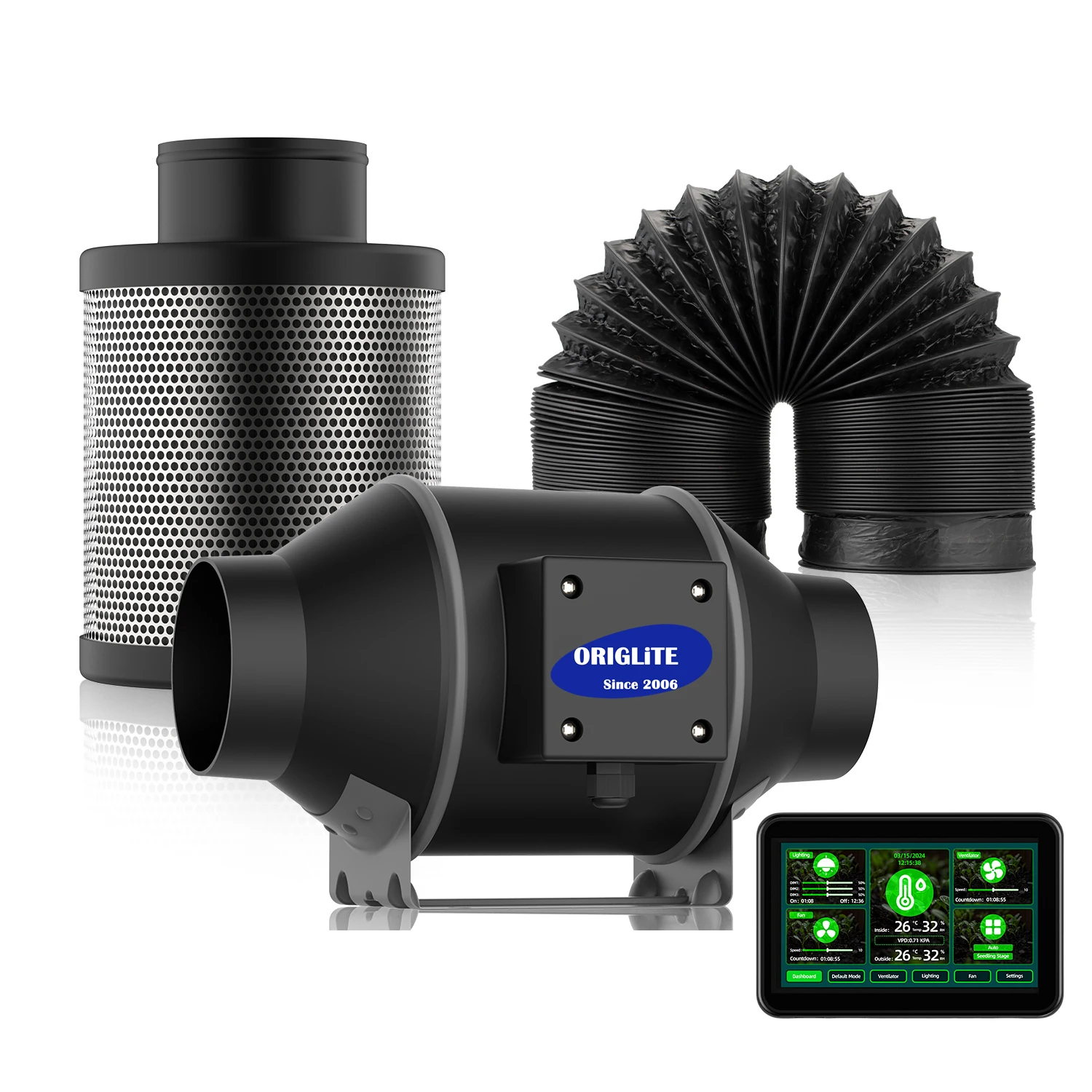 2024 Most Popular grow tent ventilation kit cylinder activated carbon filter ventilador ventilation filters for growing tent