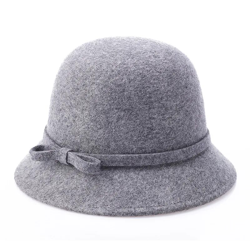 Women Wool Church Cloche Flapper Hat Lady Bucket Winter Cap
