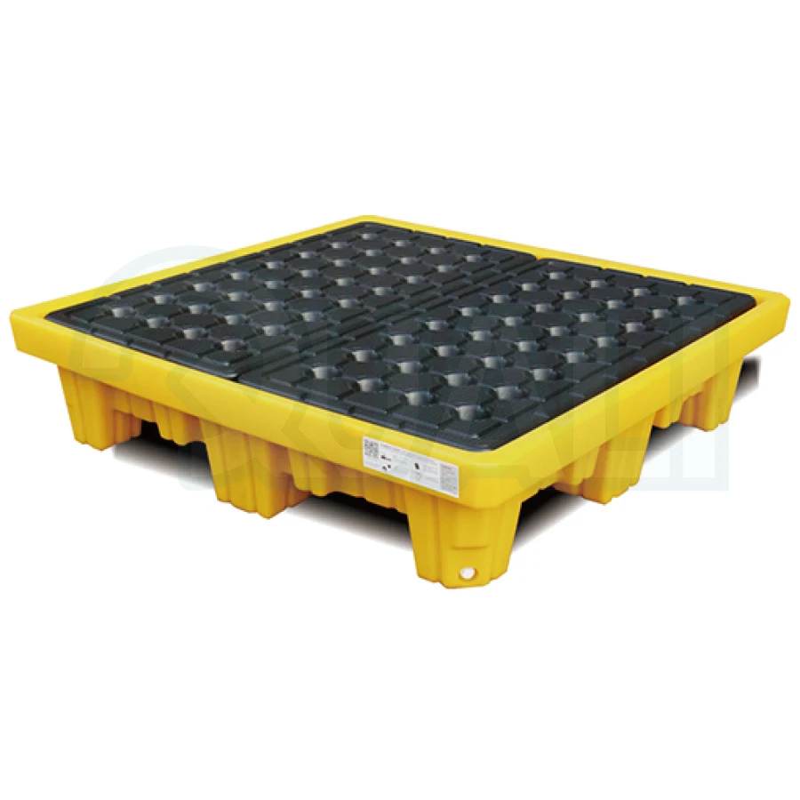 1240*1240 Plastic Spill Pallet Warehouse System Leak proof Tray Yellow And Black Spill Pallet Containment