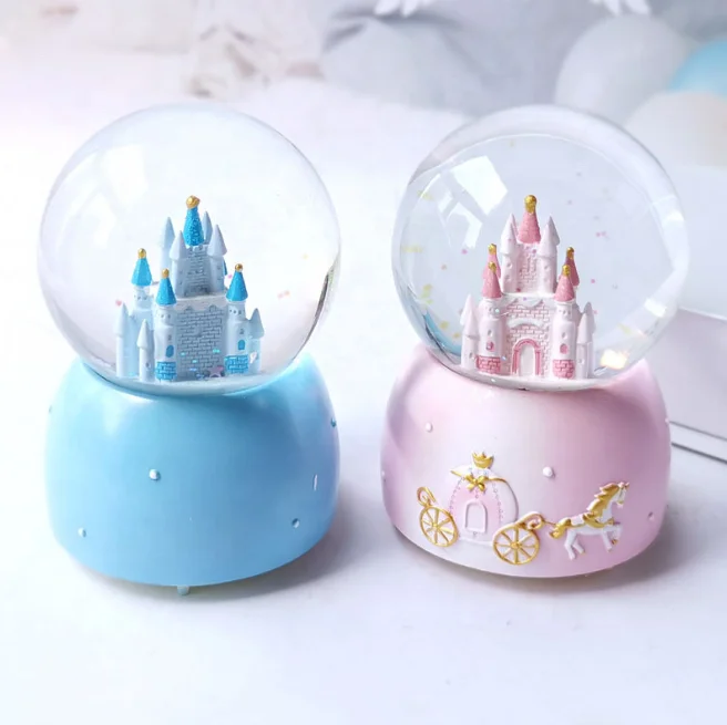 Polyresin Castle Snow Globe Custom Music Castle Snow Globe for Gifts