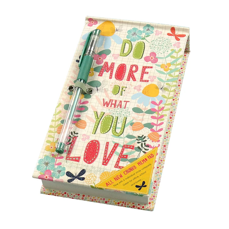 Factory Wholesale Custom Notepad and Pen Gift Set High Quality Cardboard Cover Sticky Notes For Students And Adults