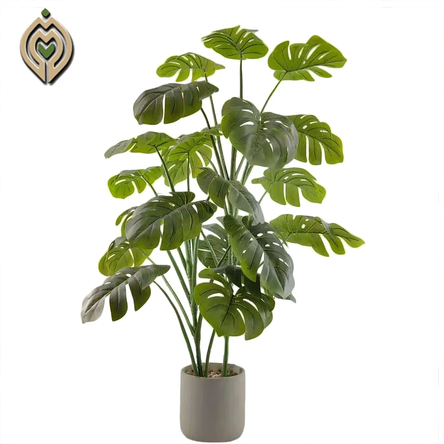Artificial Plant Tropical Palm Tree Plastic Bonsai Plam Tree Monstera Plants For Indoor Outdoor Home Garden Decor