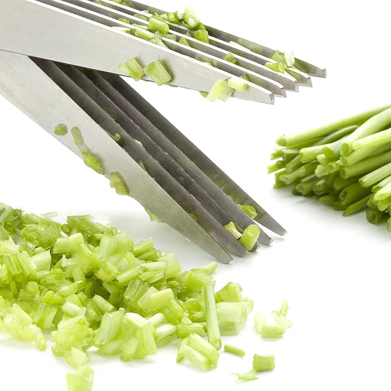 WONDERFUL Hot Sale KItchen Multifunctional Stainless Steel Scissors Scallion Herb Laver Spice Multi-Layers Vegetables Scissors