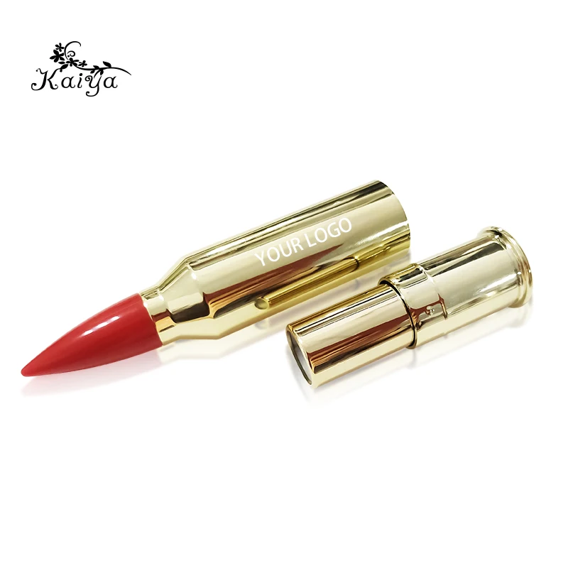 Kaiya Cosmetics New Wholesale Unique Bullet Shape Lipstick Tube Gold Bullet Lipstick Packaging Container