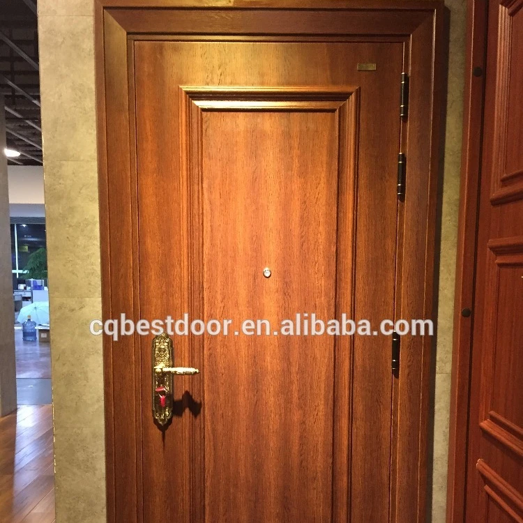 
EN ISO certified galvanized steel 12mm MDF armored entrance door with polyurathane filling 