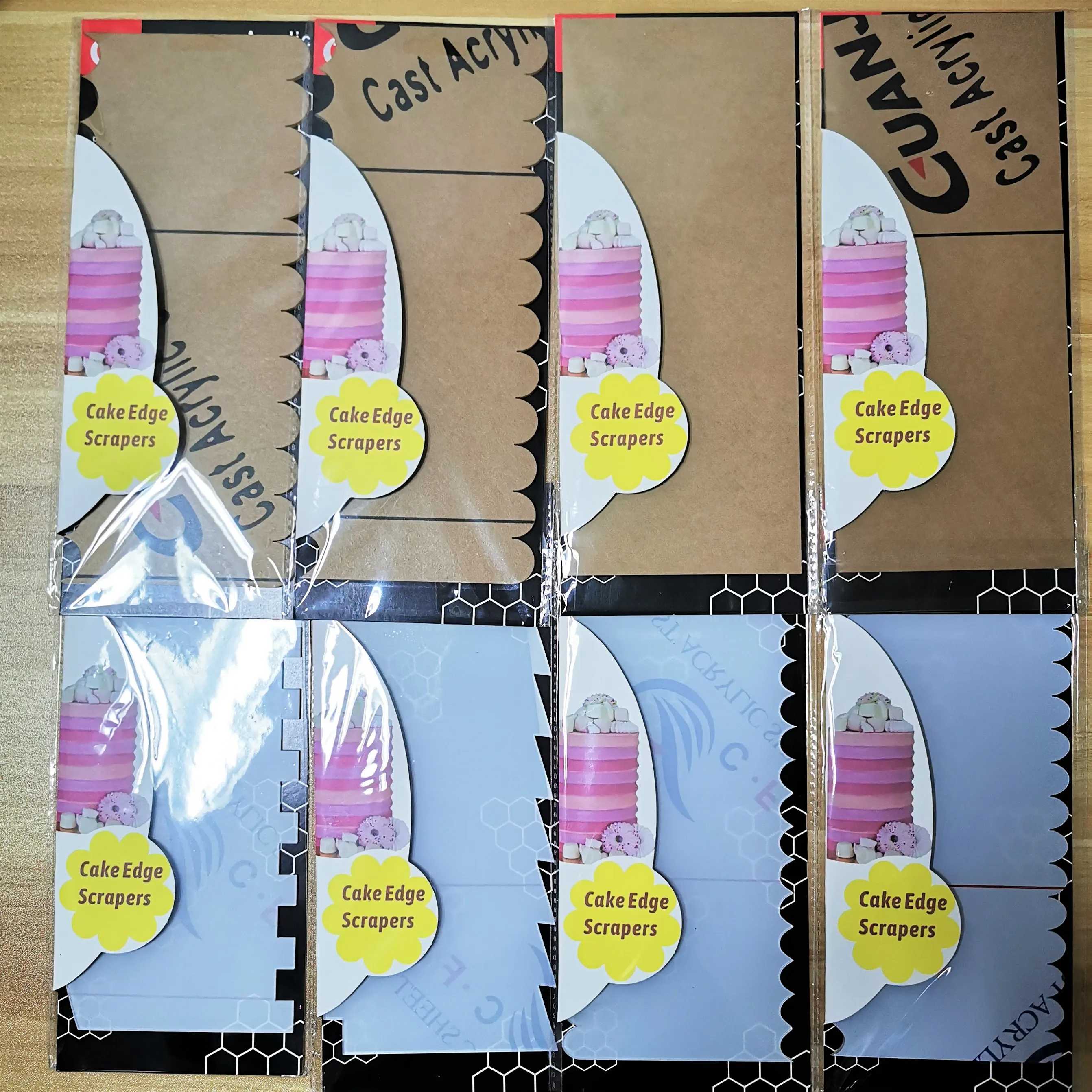 
Acrylic Cake Scraper Decorative Comb and Icing Smoother Tool Scraper Black Acrylic Serrated Cake Scraper 