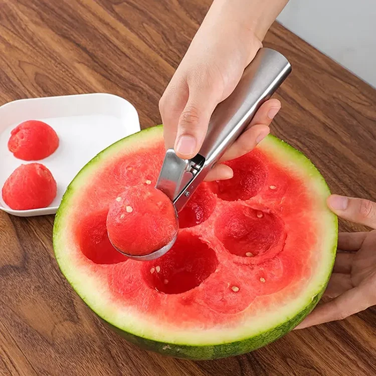 Premium Icecream Spoon with Trigger and Comfortable Handle Stainless Steel Ice Cream Scoop for Meatball Frozen Yogurt Gelatos