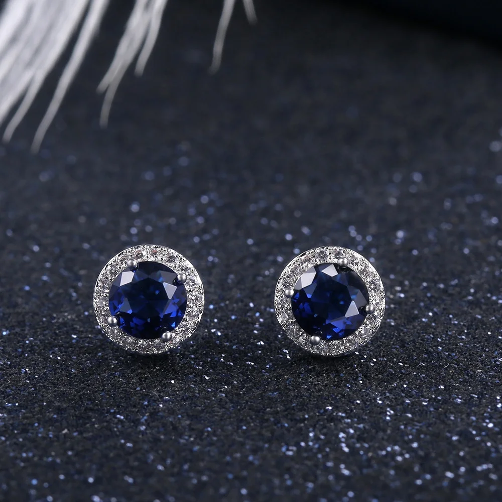 Luxury Fashion Small  Round Stud Earrings Cute Silver Color Wedding Earrings Boho Double Zircon Stone Earrings For Women