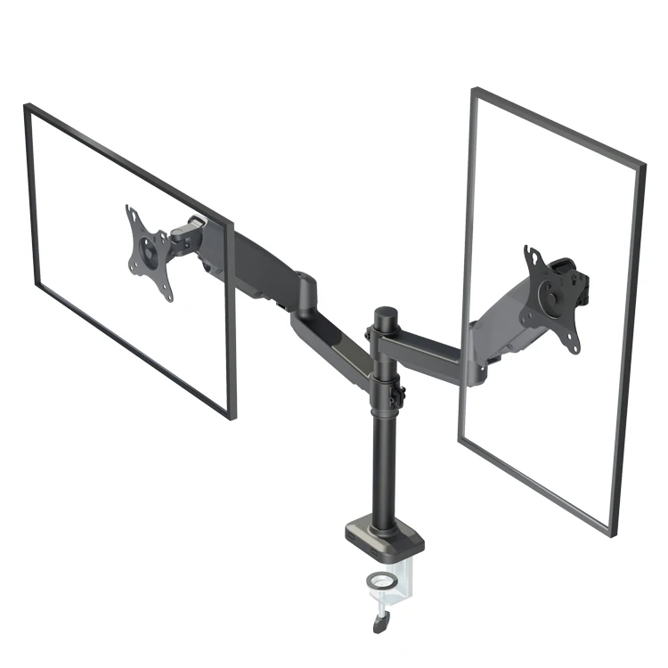 AUKI Dual Monitor Stand Dual Arm  With Pole Fits 32 Inch  Vesa Arm Gas Spring Monitor Arm